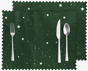 Goldea vianočné prestieranie na stôl teflónové - hviezdičky na tmavo zelenej - sada 2ks 30 x 40 cm