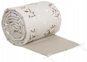 Ochranný mantinel do postieľky 180x30 cm BABYMAM PREMIUM - Žirafa/biele bodky na béžovej