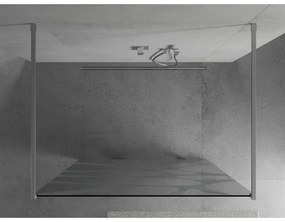 Mexen Kioto, priechodná sprchová zástena 110 x 200 cm, 8mm sklo číre/biely vzor, 2x chrómová stabilizačná rozpera, 800-110-002-01-97