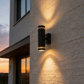 Moderné vonkajšie nástenné svietidlo čierne 2-svetlá IP44 - Dubbla