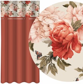 Elegantný oranžový záves s potlačou farebných kvetov Šírka: 160 cm | Dĺžka: 250 cm