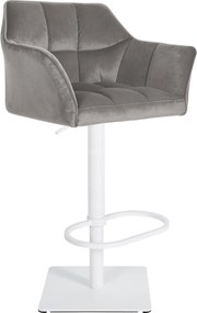 Barová stolička Damaso W - zamat, biely rám - Sivá