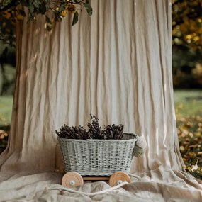 Prútený vozík na ťahanie za šnúrku - ružová