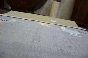 Koberec PASTEL 18413/072 - Sliepočky Kohúty sivý/tyrkys