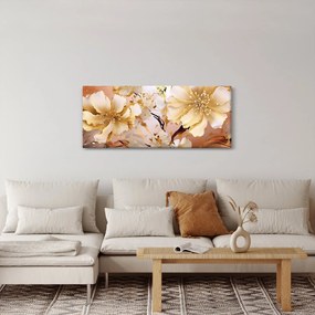 Obraz - Zlaté kvety (120x50 cm)