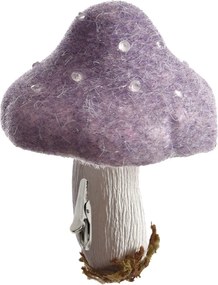 Jesenná dekorácia s klipom MUSHROOM 13,5 cm, fialová
