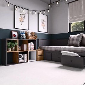 Regál Metros 3 (antracit + dub artisan). Akcia -20%. Vlastná spoľahlivá doprava až k Vám domov. 1132901