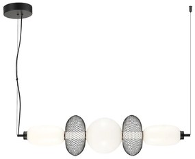 Závesné svietidlo Arame, 3x biele sklenené/2x čierne drôtené tienidlo, b