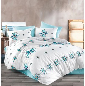 BedTex Bavlnené posteľná bielizeň Hippi tyrkysová,220 x 200 cm, 2 ks 70 x 90 cm, 220 x 200 cm, 2 ks 70 x 90 cm