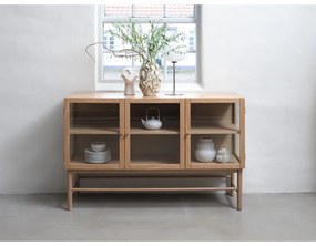 Vitrína z dubového dreva v prírodnej farbe 88x140 cm Elba – Unique Furniture