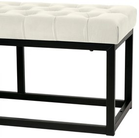 Lavica Polson - zamat, čierny rám 150 cm - Krémová