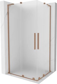 Mexen Velar L Duo, sprchový kút s posuvnými dverami 90 x 80 cm, 8mm sklo námraza, medená matná, 871-090-080-02-33-65
