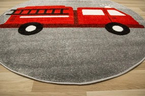 Koberec Lima G752A hasičské auto, červený / sivý kruh