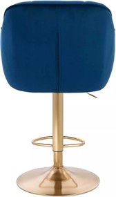 LuxuryForm DESIGN Barová stolička AVOLA VELUR na zlatom tanieri - modrá