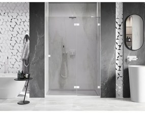 Mexen, Mexen Lunar pravé otočné sprchové dvere 135 cm, transparentné, biele - 834-135-000-20-00-P