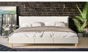 Krémová čalúnená dvojlôžková posteľ s roštom 200x200 cm Tina - Ropez