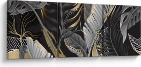 Obraz - Zlatá džungľa (s hodinami) (90x30 cm)