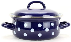 BELIS smaltovaný modrý randlík s bodkami 16 cm 1,4L
