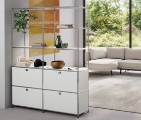 Vysoká kovová skrinka »CN3« so 4 výklopnými priečinkami, biela