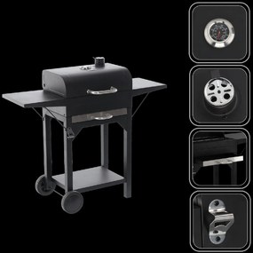 BBQ Meeting Gril na drevené uhlie s vekom, roštom a kolieskami *6049
