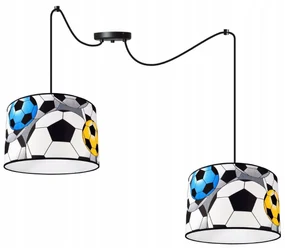 Detské závesné svietidlo Soccer Spider, 2x textilné tienidlo so vzorom, (výber z 2 farieb konštrukcie)