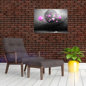 Sklenený obraz ružových gulí (70x50 cm)