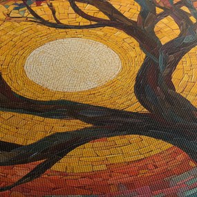 Obraz - Slnko v korune stromu života (s hodinami) (90x30 cm)