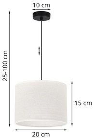 Závesné svietidlo Juta, 1x biele jutové tienidlo, (fi 20cm), b