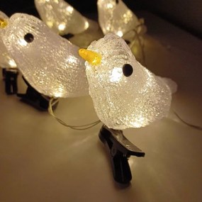 DECOLED LED svetelné vtáky, akryl, 5 ks, teplá biela