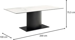 Jedálenský stôl Marbella 200 cm čierny/mramorovo biely