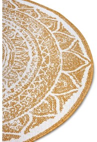 Okrovožlto-biely okrúhly vonkajší koberec ø 140 cm Siruma – NORTHRUGS