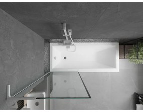 Mexen Next L, 1-krídlová vaňová zástena 70 x 150 cm, 6mm číre sklo-čierny vzor, biely profil, 895-070-000-03-70-20