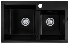 Gamma Modern 8020, 2-komorový granitový drez 795x495x210 mm, čierna, GMA-ZLE000026