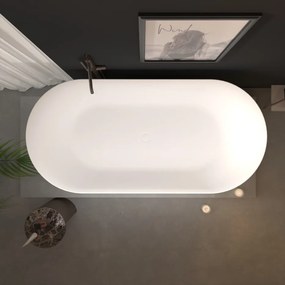 Erga Rhea, voľne stojaca vaňa 150x75 cm + odtoková zátka, biela lesklá, ERG-RHEA-150075-WH-WH