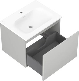 Mexen Orio, kúpeľňová skrinka 60 cm s umývadlom Vela, 1 zásuvka, šedá matná/biela matná, 91A10-06047-1-BF62-W23M01
