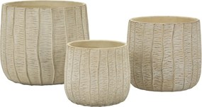 Sada 3 ks kvetináčov Flake krémová