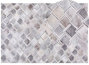 Kožený koberec 160 x 230 cm sivý AGACLI Beliani