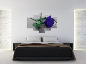 Obraz - Modrá ruža so zelenou stonkou (150x105 cm)