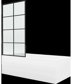Mexen Cubik obdĺžniková vaňa 160 x 70 cm s obkladom a 1-krídlovou sprchovou zástenou 80 cm, čierny vzor - 550316070X9308017077