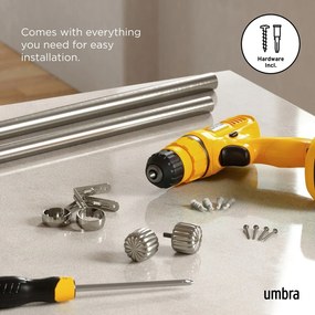 Oceľová roztiahnuteľná garniža v striebornej farbe 168 - 305 cm Cleo – Umbra