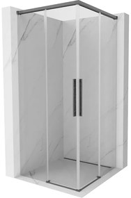 Mexen Rox, Duo posuvný sprchový kút 75 x 75 cm, 8mm číre sklo, brúsený grafit profil, 8C2D-075-075-66-00