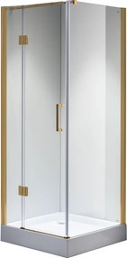 BPS-koupelny Štvorcový sprchový kút KZ1390A GL 80x80 zlatá/transparent - bez vaničky
