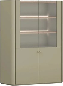 Vitrína Elivo 100 cm dvojdverová - eukalyptus / dub baltic dune