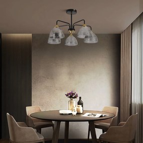 Toolight Toolight, závesné svietidlo 5xE27, G085-5C, čierna-šedé sklo, OSW-09702