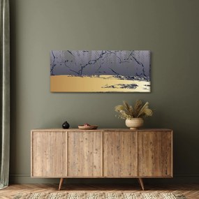 Obraz - Modrá a zlatá abstrakcia N⁰1 (120x50 cm)