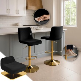 Barová stolička Hoover zamat - čierna