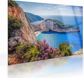 Sklenený obraz - Pláž Navagio, Grécko (70x50 cm)