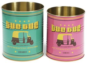 Dekoratívne cínové úložné boxy v súprave 2 ks ø 11x13 cm Tuc-tuc – Rex London