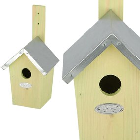 Vtáčia búdka Simi, 30x15x13 cm, drevo/kov, hnedá