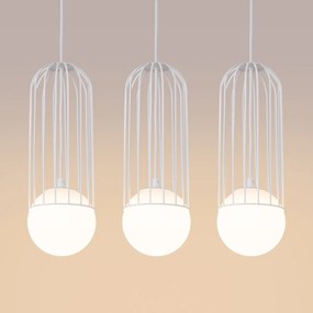 Závesné svietidlo Brina, 3x sklenené/biele kovové tienidlo